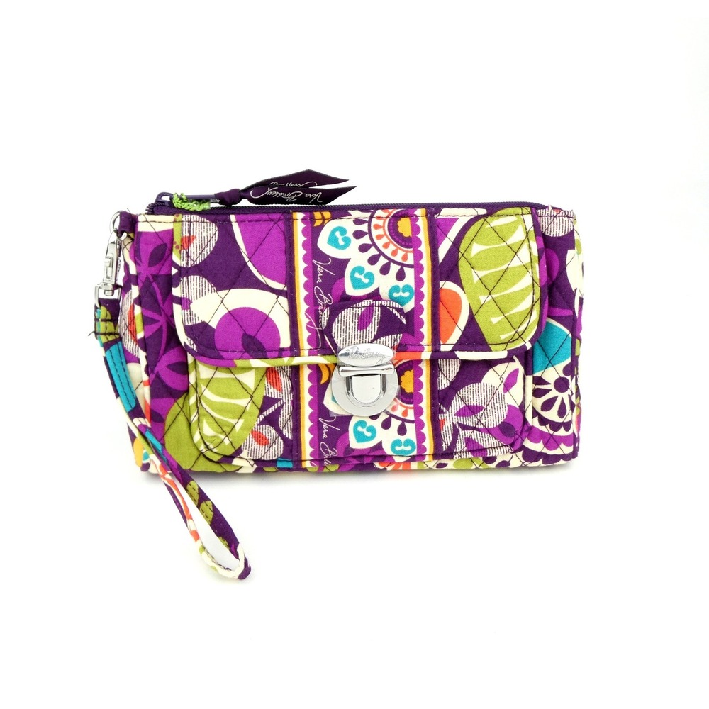 Vera Bradley Plum Crazy Push Lock Wristlet NWT